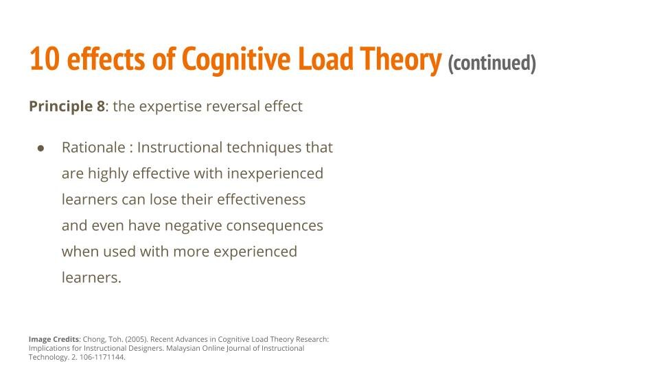expertise reversal effect - Cognitive Load Theory