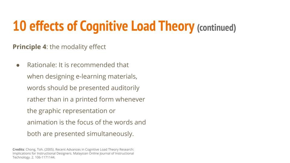 modality effect - Cognitive Load Theory